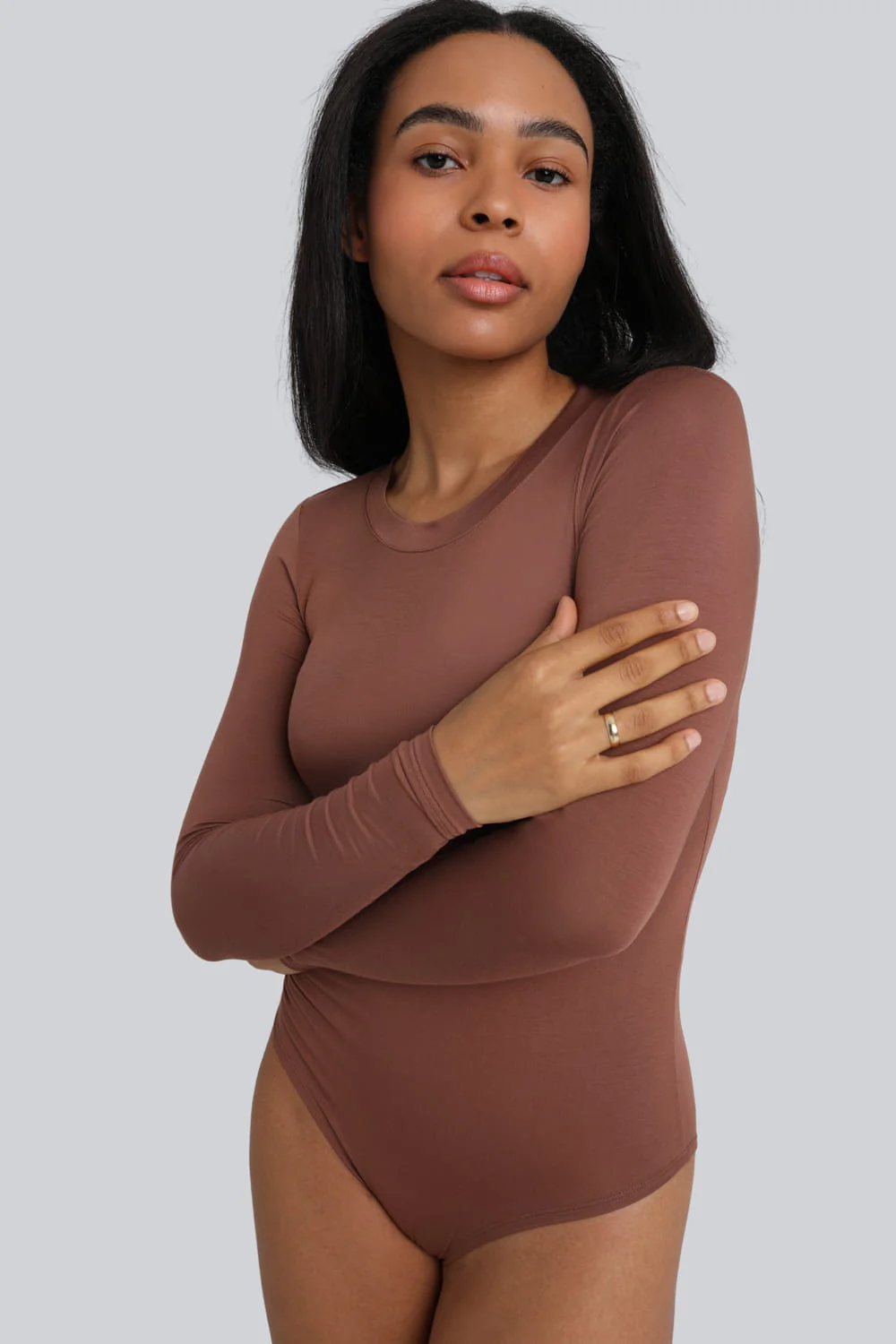 Body Miss Invisible Longsleeve C-neck Chocolate