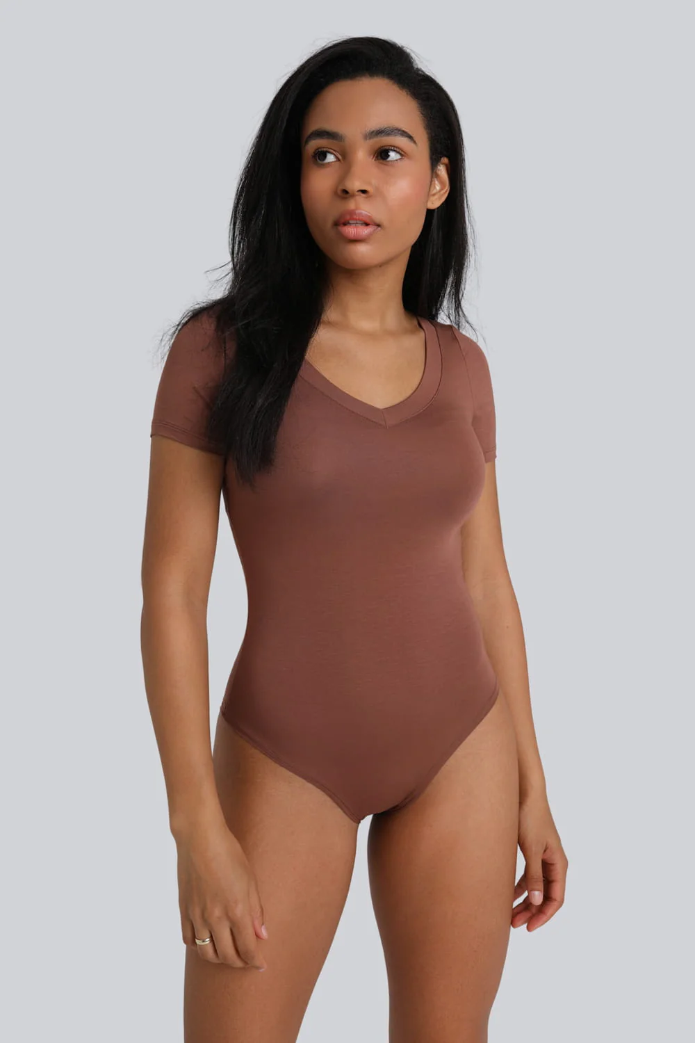 Body Miss Invisible Shortsleeve V-neck Chocolate - Image 2
