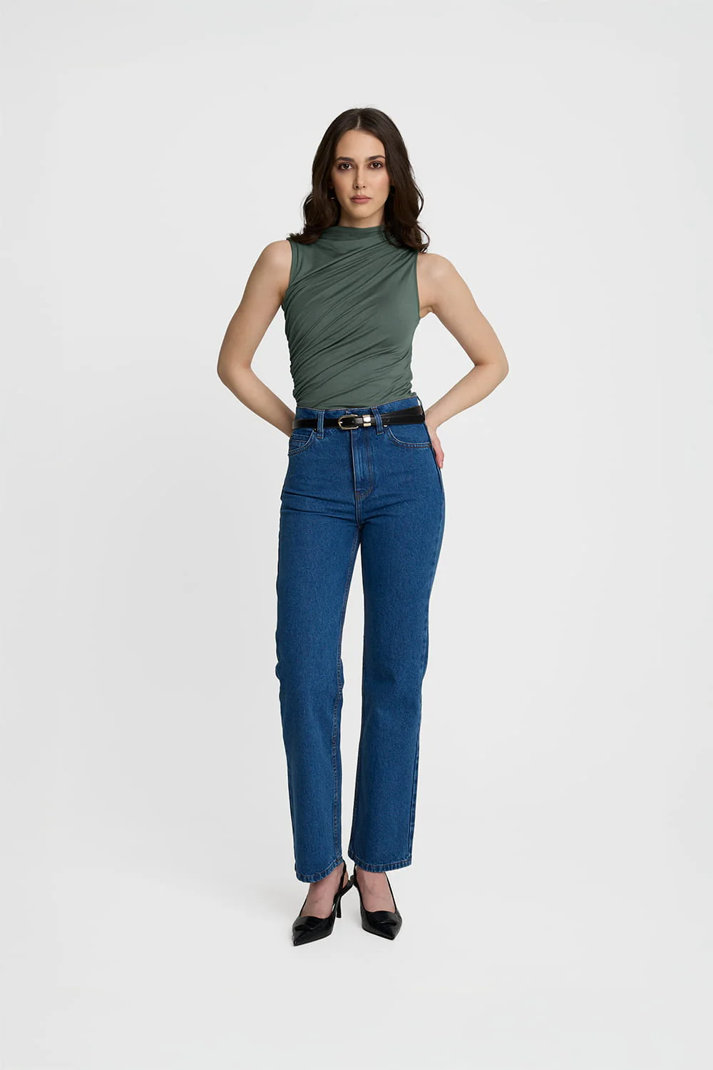 Top Miss Sculptural Olive
