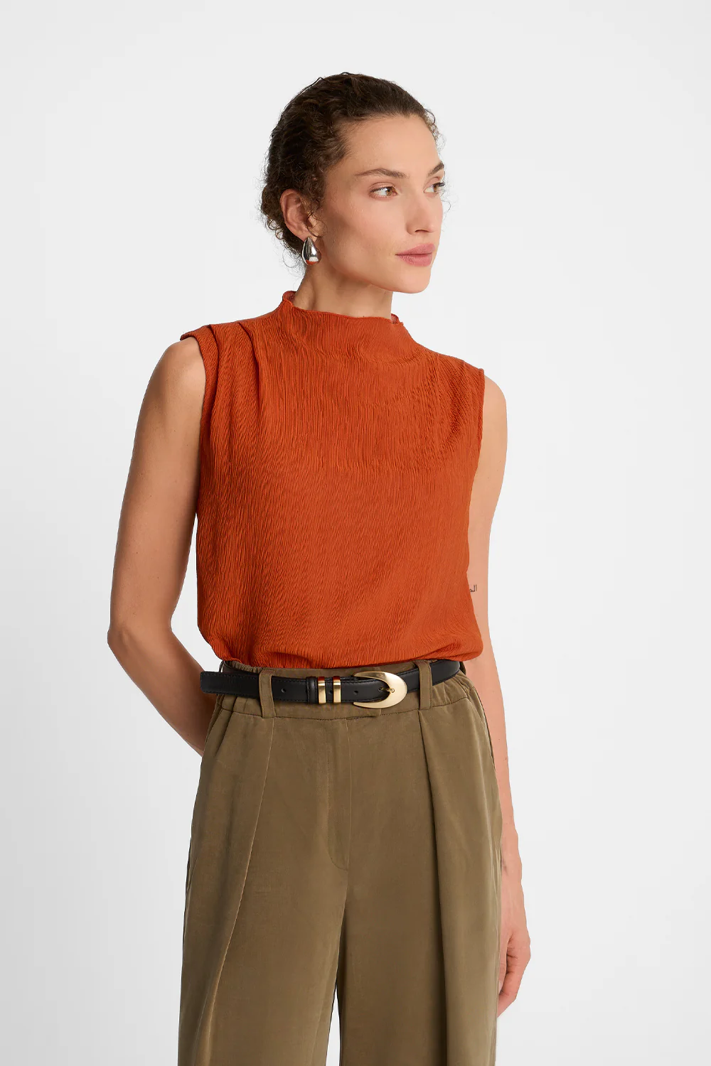 Top Miss Pleated Orange - Image 3